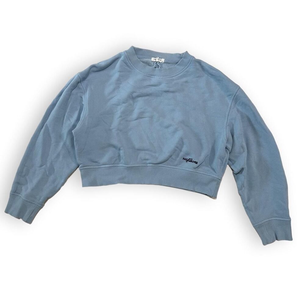 rag & Bone Baby Blue Cropped Crewneck Sweatshirt